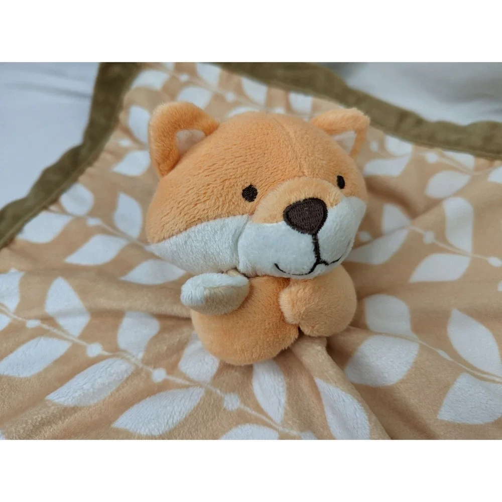 Carters Orange Fox Brown Leaf‎ Lovey Security Blanket Stuffed Animal Toy #2